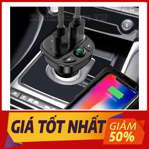 Tẩu sạc nhanh xe hơi, kết nối bluetooth với FM trên ô tô, Huyndai 87 màu đen. Hỗ trợ USB và thẻ nhớ. Bluetooth 5.0