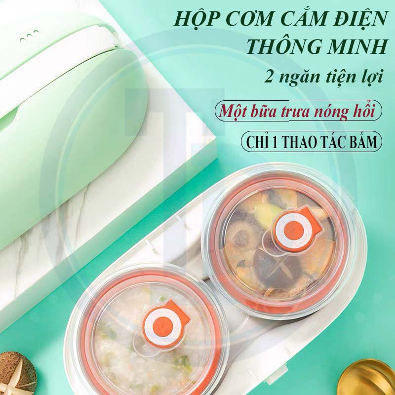 HỘP CƠM CẮM ĐIỆN HÂM NÓNG VĂN PHÒNG GIỮ NHIỆT RUỘT INOX CAO CẤP 2 Ngăn AD55