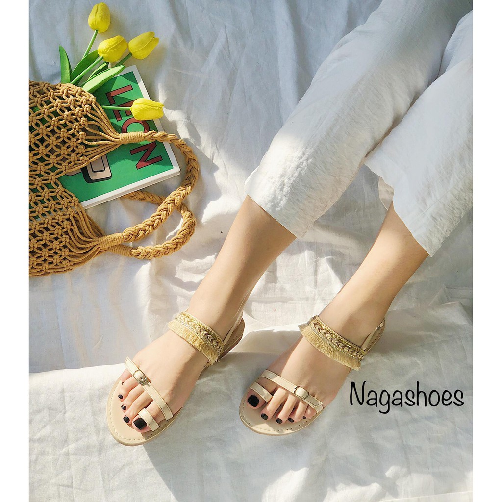 SANDAL NAGASHOES THỔ CẨM QUAI NGANG XỎ NGÓN NAS151