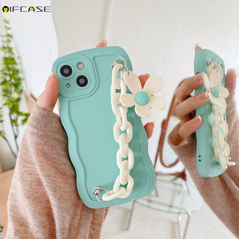 Ốp Điện Thoại Silicon Mềm Nhám Họa Tiết Hoa Có Dây Đeo Cho iPhone 13 12 11 Pro XS Max 7 8 6 6s Plus SE 2020