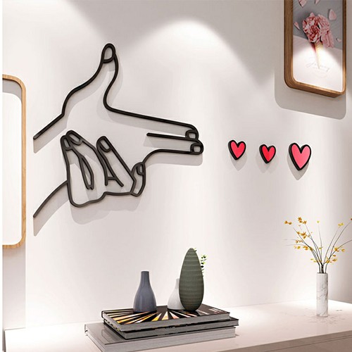 Tranh Dán Tường Mica 3D bắn trái tim siêu cute