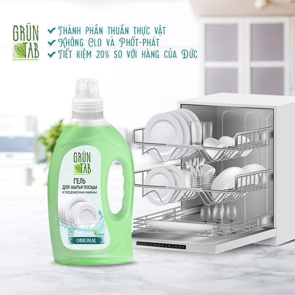 Gel rửa bát dành cho máy rửa bát Grun Tab “ORIGINAL” 1000ml - Nhập khẩu chính hãng