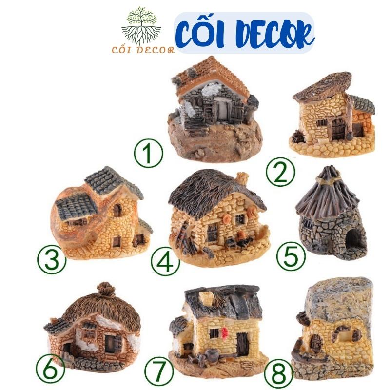 Mô hình tiểu cảnh ❤️ Mô hình ngôi nhà gạch nông thôn trang trí tiểu cảnh, sen đá, sân vườn, terrarium