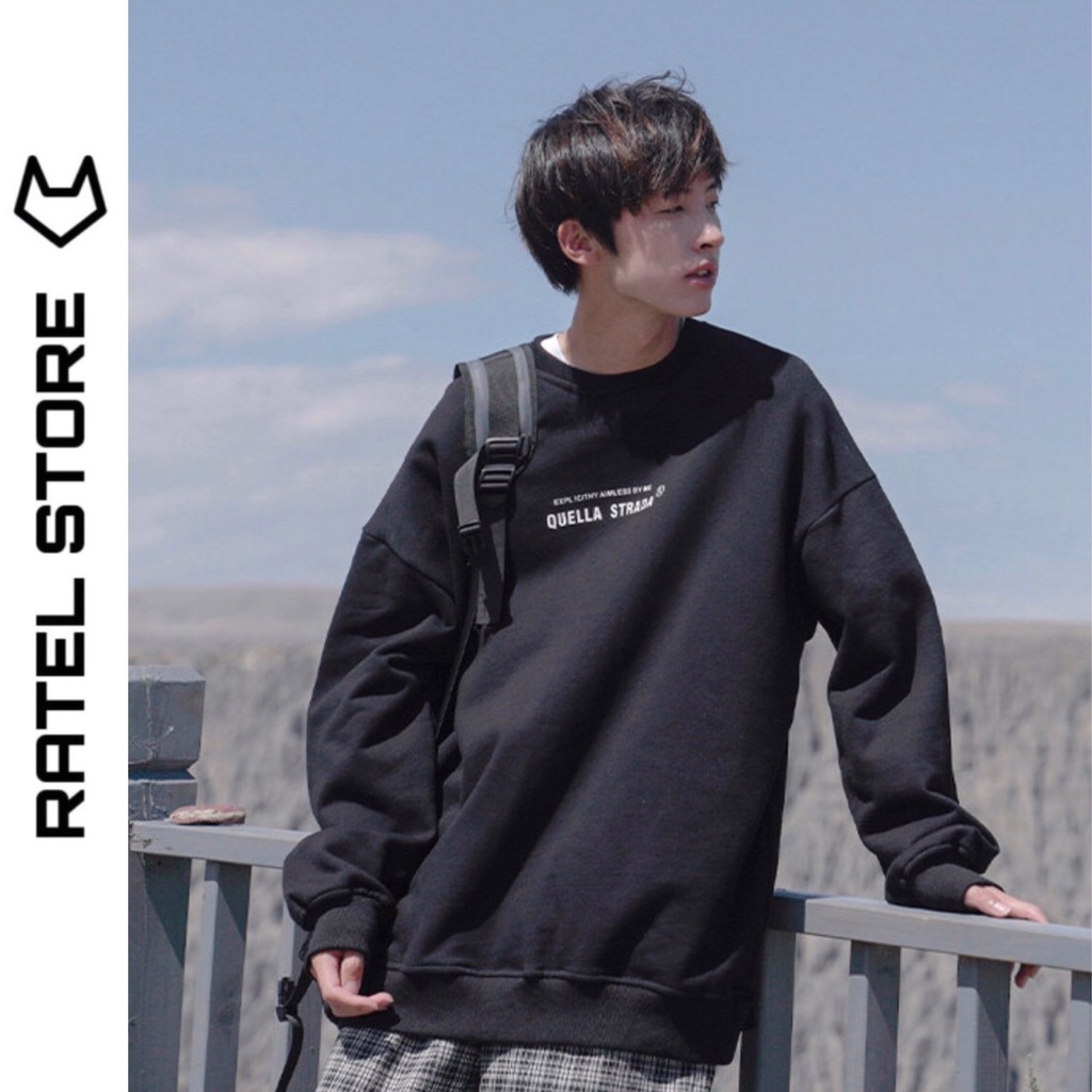 Áo Sweater Local Brand Nỉ Bông Cổ Tròn QUELLA STRADA BY ME Ulzzang Unisex Form Rộng