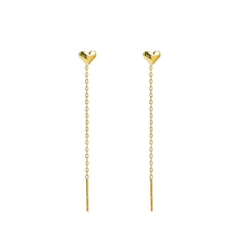 Khuyên tai thép titan mạ vàng 18k hình trái tim nhỏ chống dị ứng phong cách Hàn Quốc cho nữ