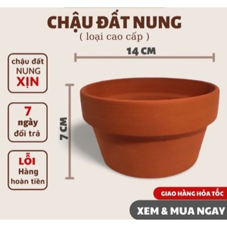Chậu đất nung Side 14×7 , Chậu đất nung ly gờ dáng lùn trồng sen đá xương rồng đẹp
