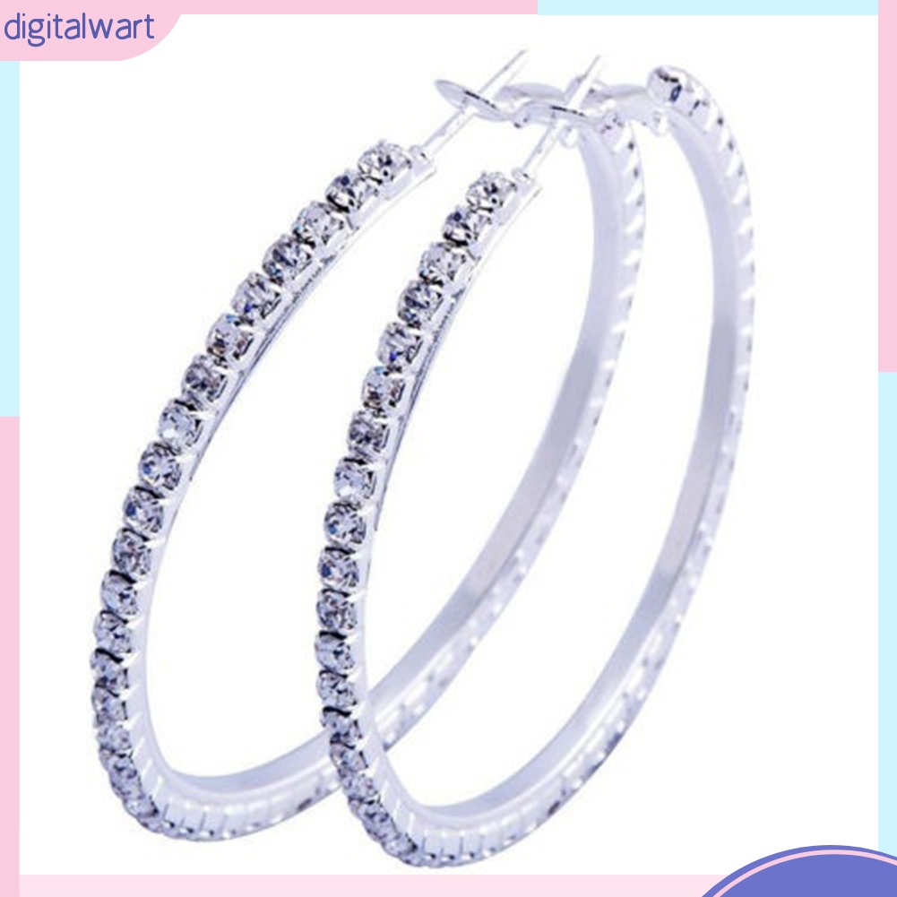 Khuyên tai hợp kim tròn đính đá thời trang cho nữ