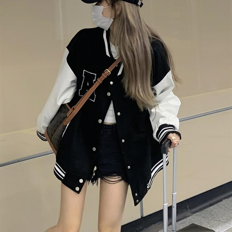 COZOK Áo khoác bóng chày nữ màu sắc retro