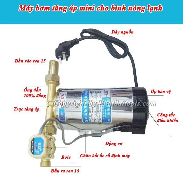Máy Bơm Tăng Áp 100w Cho Bình Nóng Lạnh, Máy Giặt, Vòi Sen