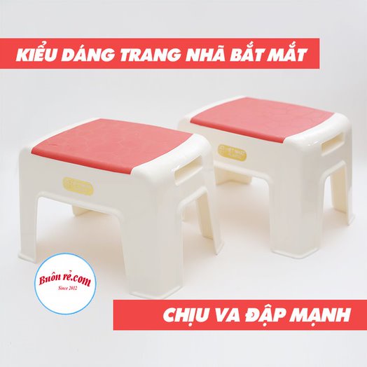 Ghế đẩu hai màu Việt Nhật (MS: 2010), Ghế nhựa thấp ngồi nhà tắm Buôn Rẻ 01419