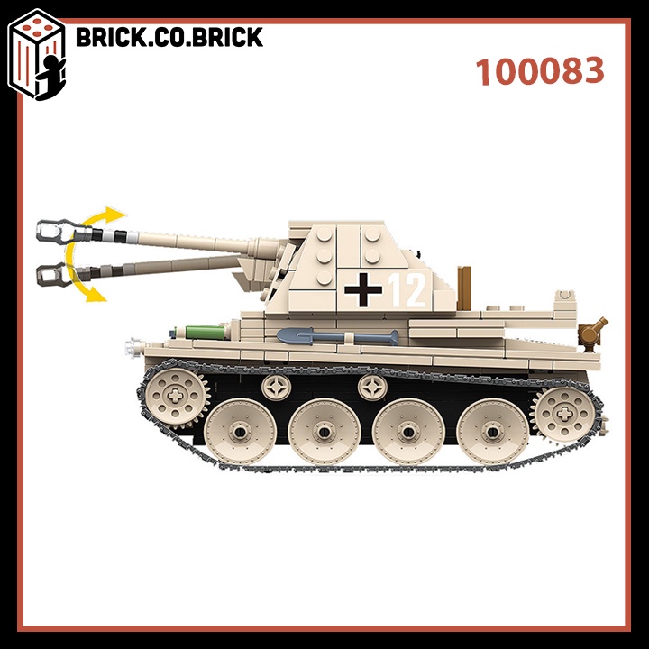 Xếp Hình Xe Tăng Chiến Đấu Đức WW2 Marder III AUSF H Quan Guan 100083
