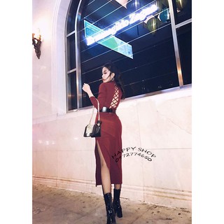 váy thun body lưng đan dây