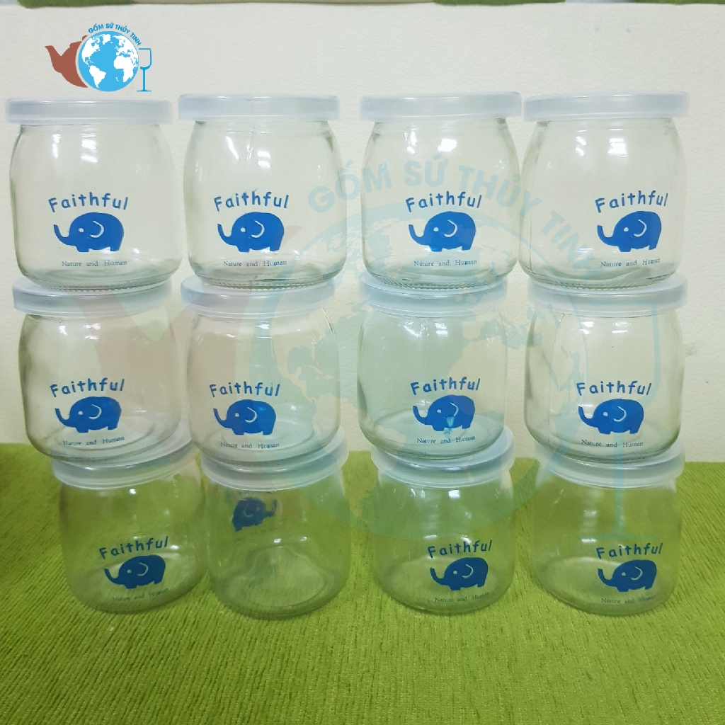 Bộ 12 hũ thủy tinh đựng sữa chua 200ml - 12 hũ lớn hũ puddung lớn - Loại in hình và không in hình | BigBuy360 - bigbuy360.vn