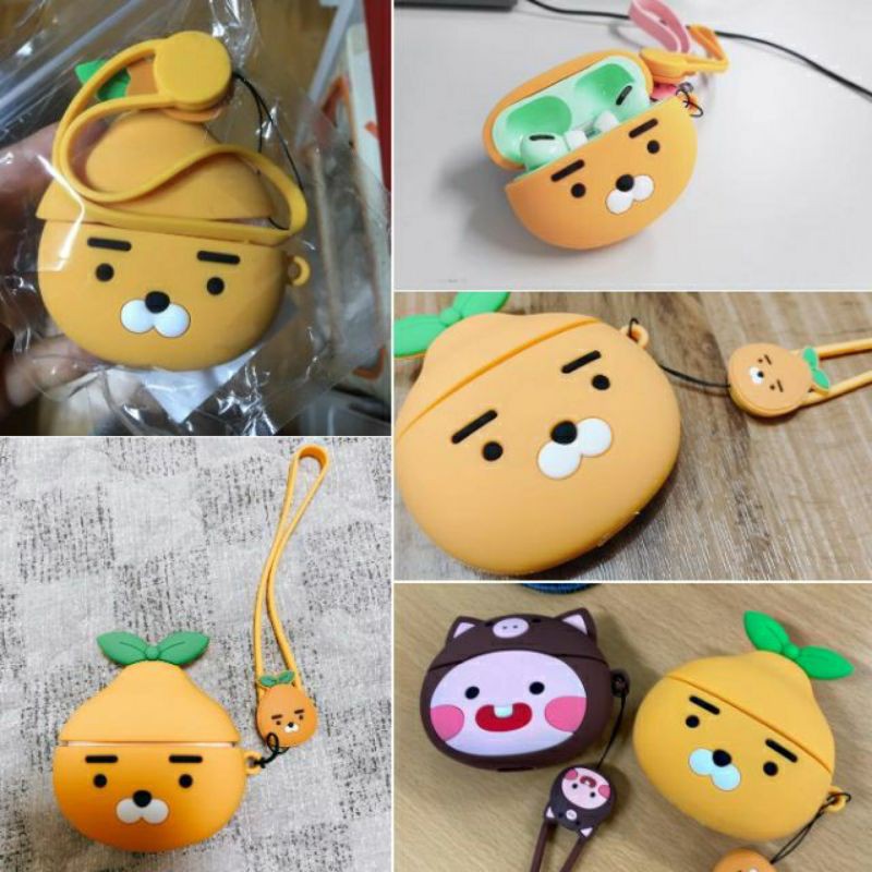 (Order 7 ngày) Case bảo vệ Airpods 1/2/i9s/i11/i12 trái cam ryan/ đào apeach kakao friends