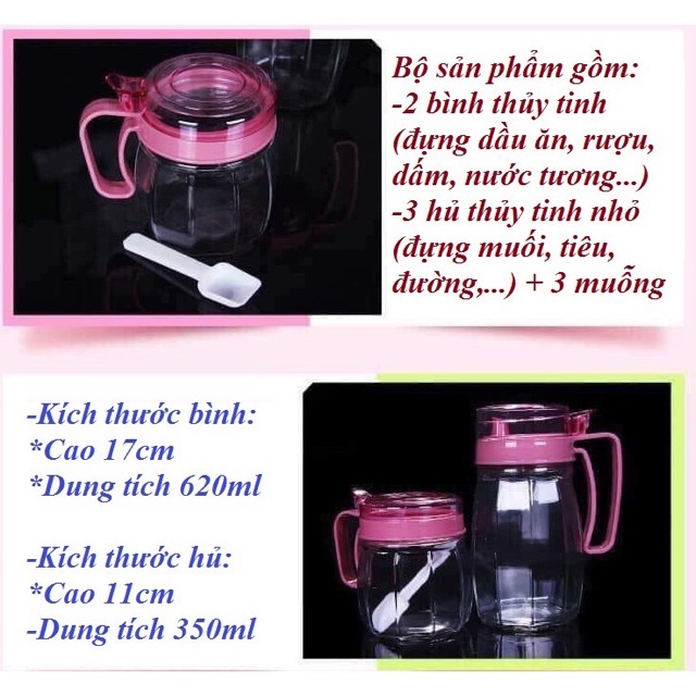 Set 5 hủ thủy tinh đựng gia vị tiện dụng