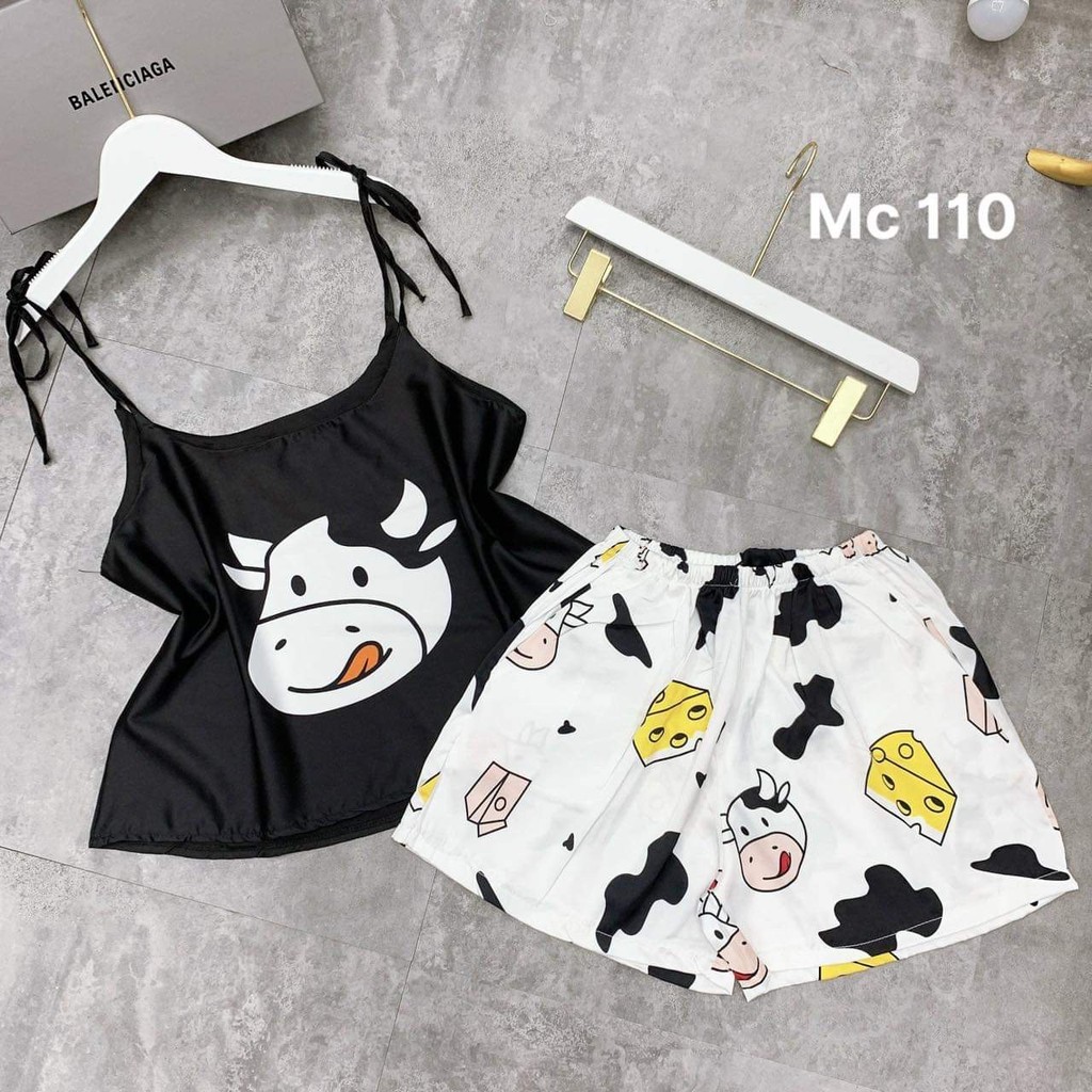 Bộ đồ ngủ nữ lụa, bộ ngủ nữ mùa hè chất liệu lụa latin mặc cực mát, quần áo ngủ nhà Sam