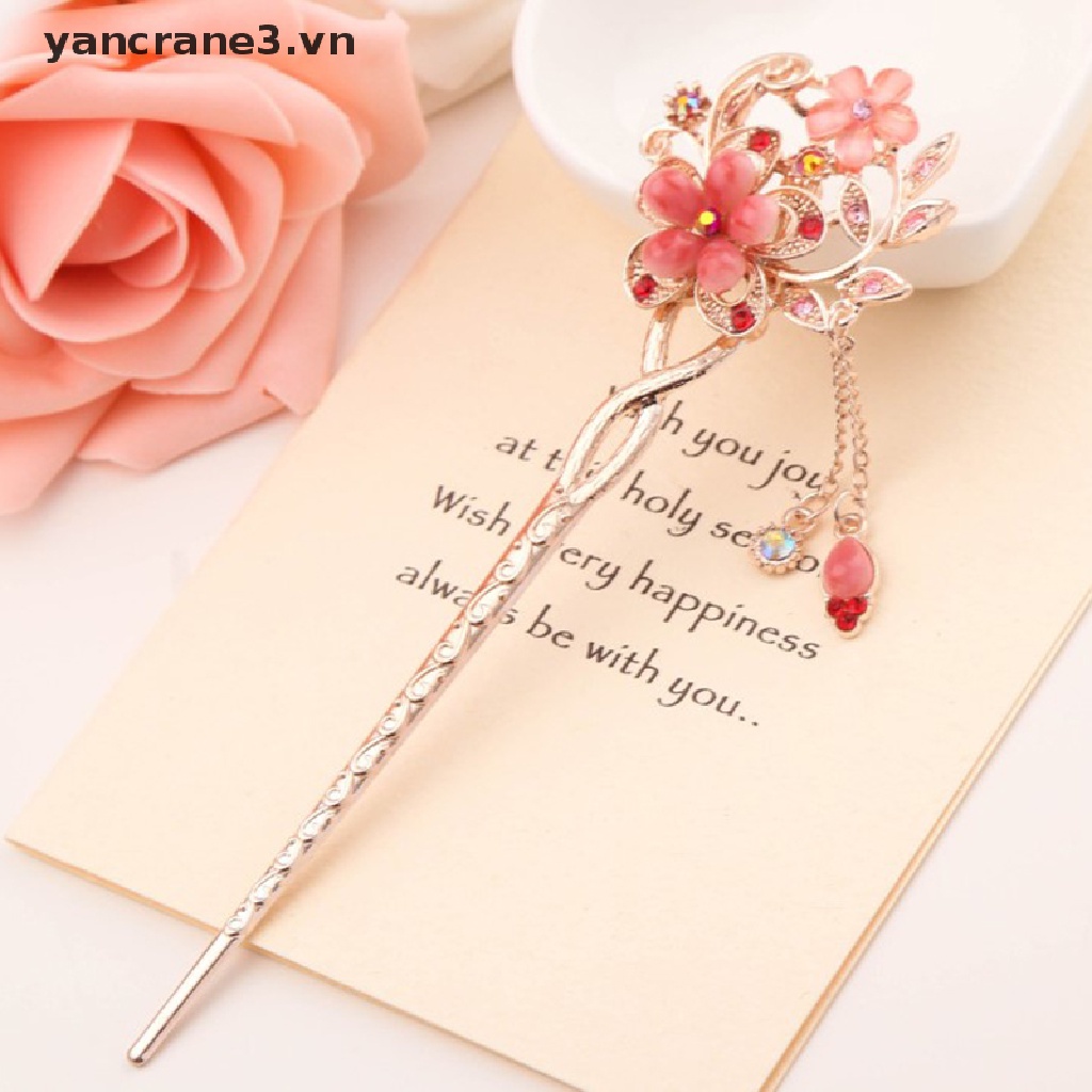 Trâm Cài Tóc Đính Đá / Ngọc Trai / Hoa Bằng Kim Loại Sang Trọng {Yancrane3.Vn} {Yan3}