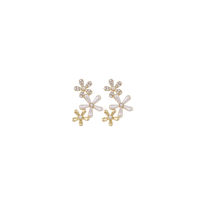 Khuyên Tai Hình Hoa Đính Ngọc Trai Zircon Mới