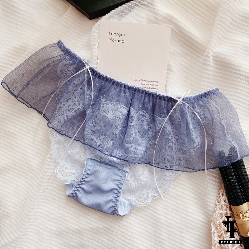 Quần Lót Nữ Phối Ren Đính Nơ Đôi Thiết Kế Đặc Biệt Lấp Lánh Eo Thấp 100% Cotton Gusset/Crotch