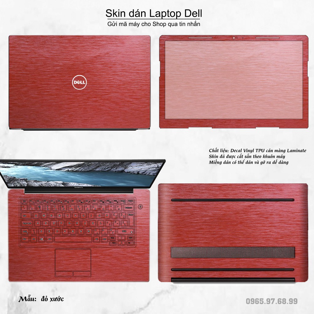 Skin dán Laptop Dell màu Chrome đỏ xước (inbox mã máy cho Shop)