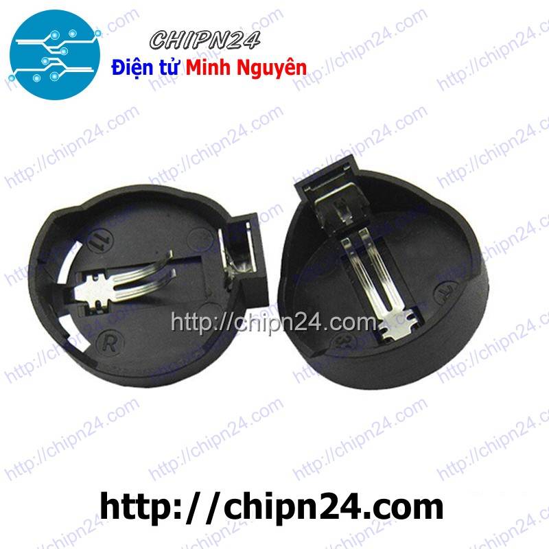 [2 CÁI] Đế Pin CR2032 DIP Nhựa Đen, Đế pin CMOS