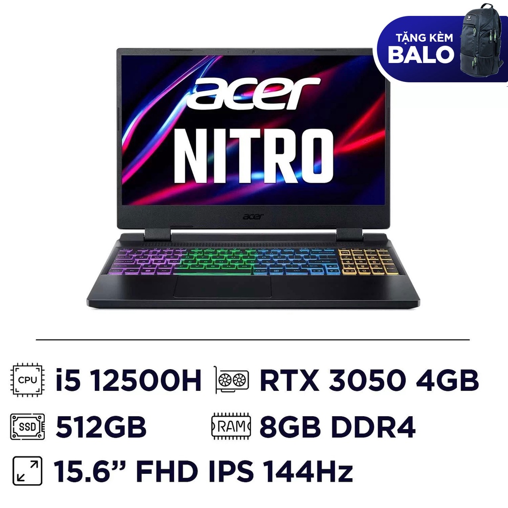 Laptop Acer Nitro 5 Tiger AN515-58-52SP (i5 12500H/8GB/512GB SSD/RTX 3050 4GB/Win11)