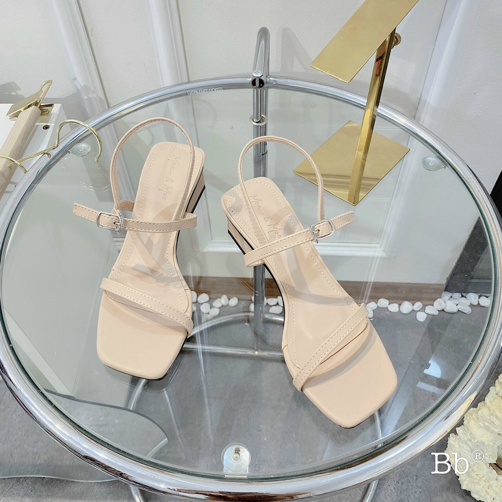Sandal cao gót quai mảnh 3 phân gót vuông - Hàng có sẵn