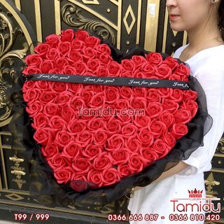 ĐOÁ HỒNG SÁP VĨNH CỬU TIM 99 BÔNG