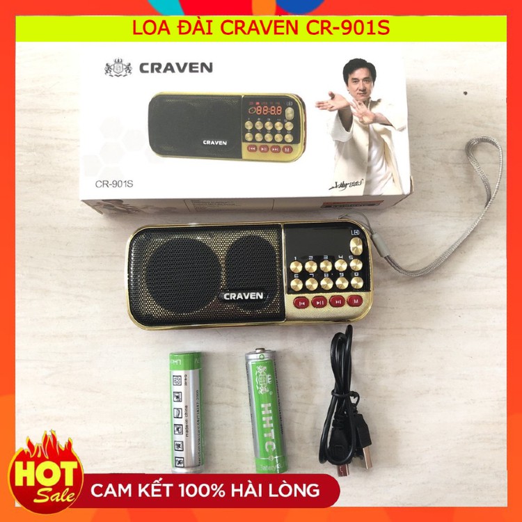 Loa Đài CRAVEN CR-901S ⚡FREE SHIP⚡ 3 Pin Siêu Khỏe, Nghe Pháp/Bé Học Tiếng Anh/USB/Thẻ Nhớ/Đài FM . Bảo Hành 6 Tháng