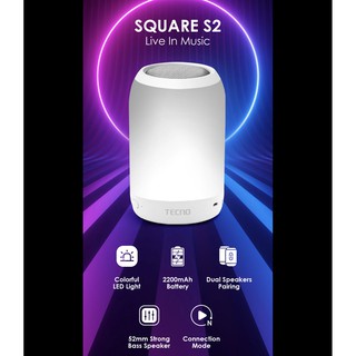 Loa Bluetooth TECNO SQUARE S2 | Loa Bass mạnh 52mm | Pin 2220 mAh | Đèn Led nhiều màu- BẢO HÀNH CHÍNH HÃNG