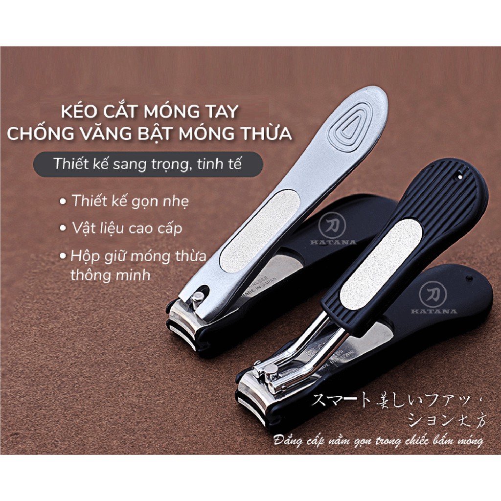 Bấm móng tay Nhật KAI KE0105 tay cầm nguyên khối - Kèm dũa và đựng móng thừa - BH 12 tháng 1 ĐỔI 1