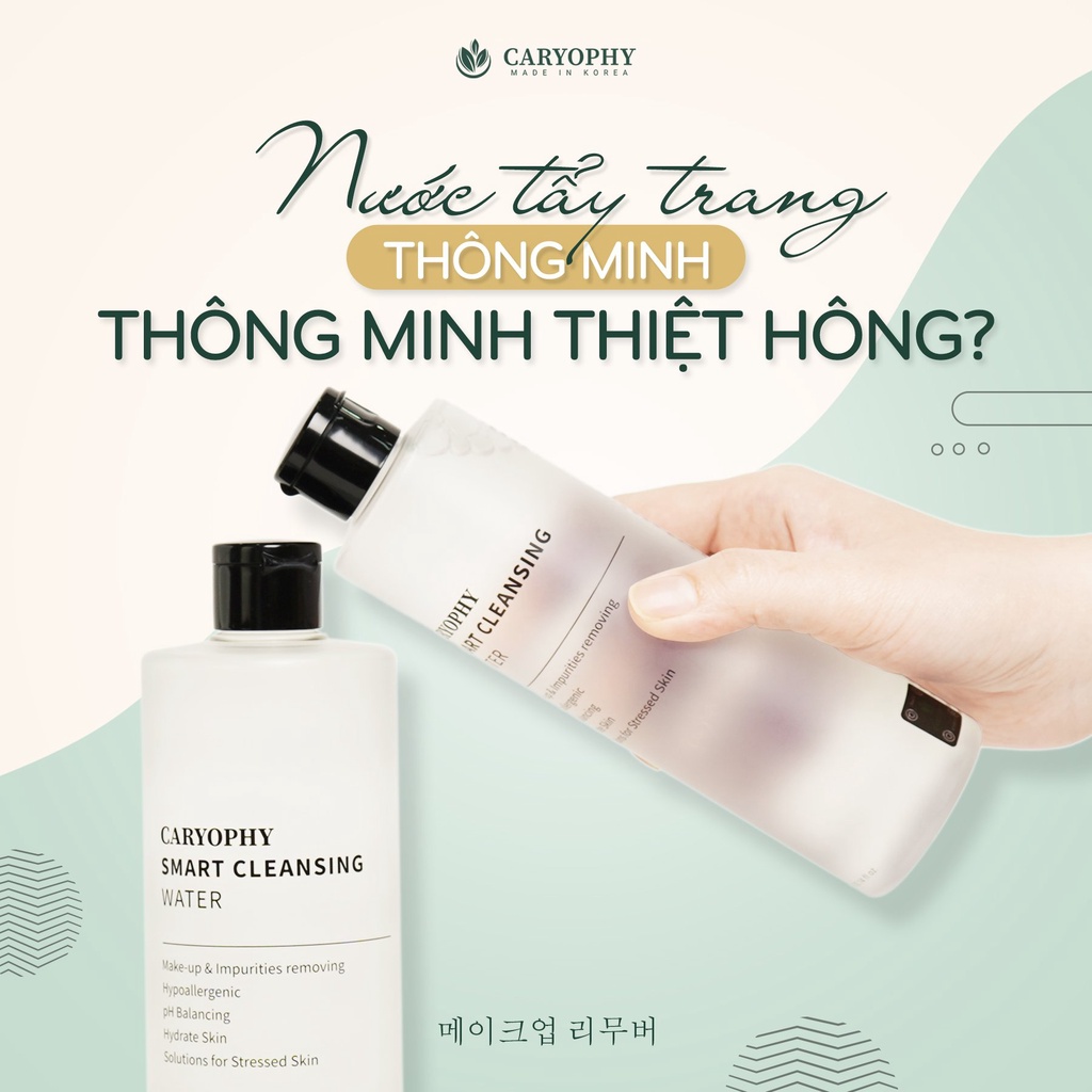 Nước tẩy trang cho da dầu mụn hàn quốc không cồn dành da nhạy cảm Caryophy 60ml