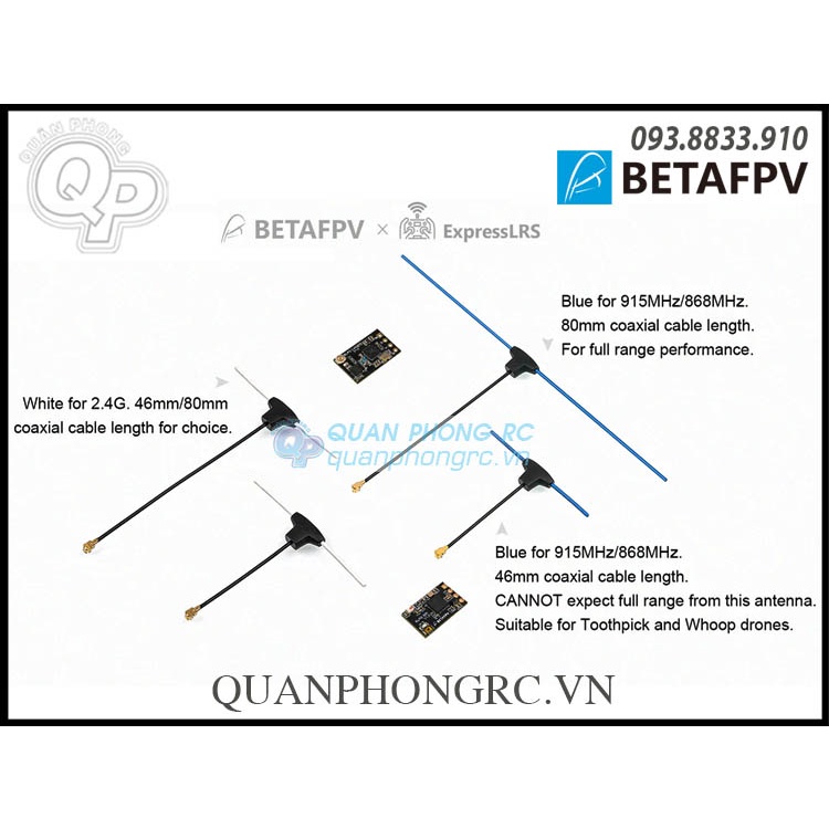 BETAFPV Dipole T Antenna - 915MHz/868MHz 80mm