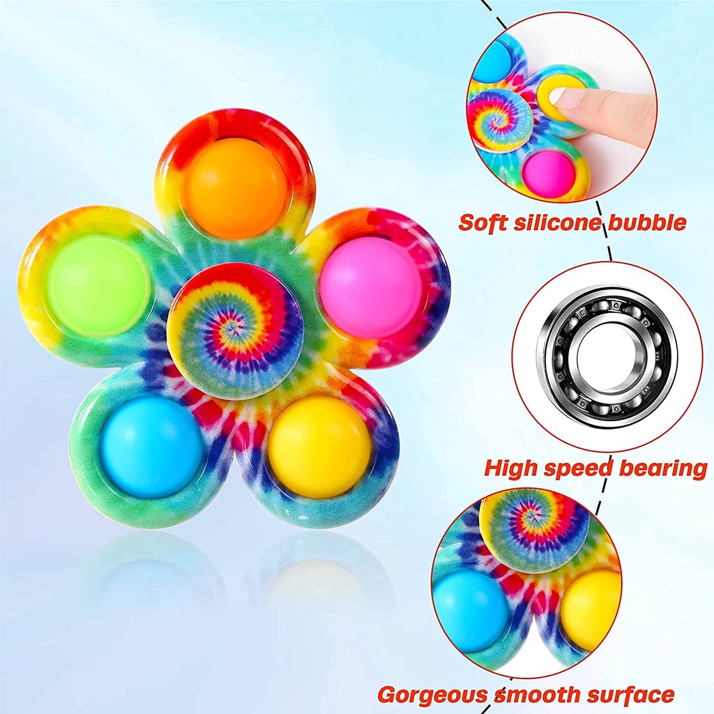 Con Quay Đồ Chơi Spinner Hình Quả Bong Bóng Nhuộm Màu Đơn Giản, Giảm Stress