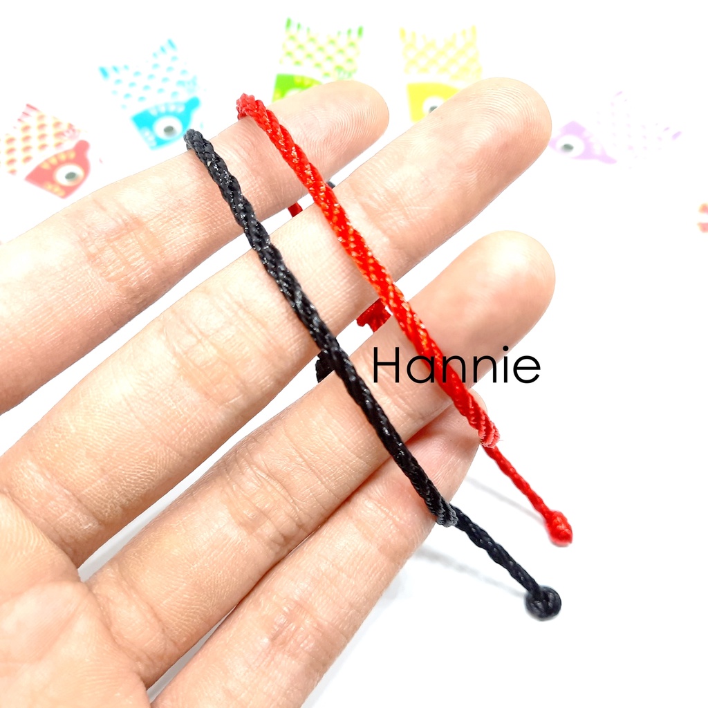 (Đỏ/Đen) Vòng tay dây Nhật dây rút đeo tay nam nữ - Lucky Bracelet handmade đơn giản
