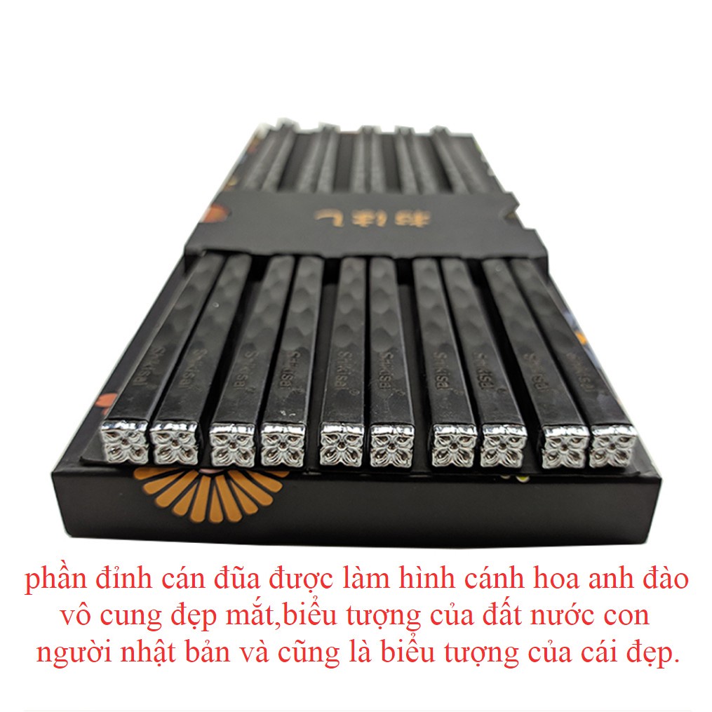 Set 5 Đôi Đũa Kháng Khuẩn SHIKISAI Premium hoa đào Nhật cao cấp sợi thuỷ tinh chống nấm mốc, chống trơn Panda Fukuoka
