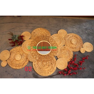 Sỉ thảm lục bình tròn vintage họa tiết dùng decor quán cafe, tường, bàn ăn
