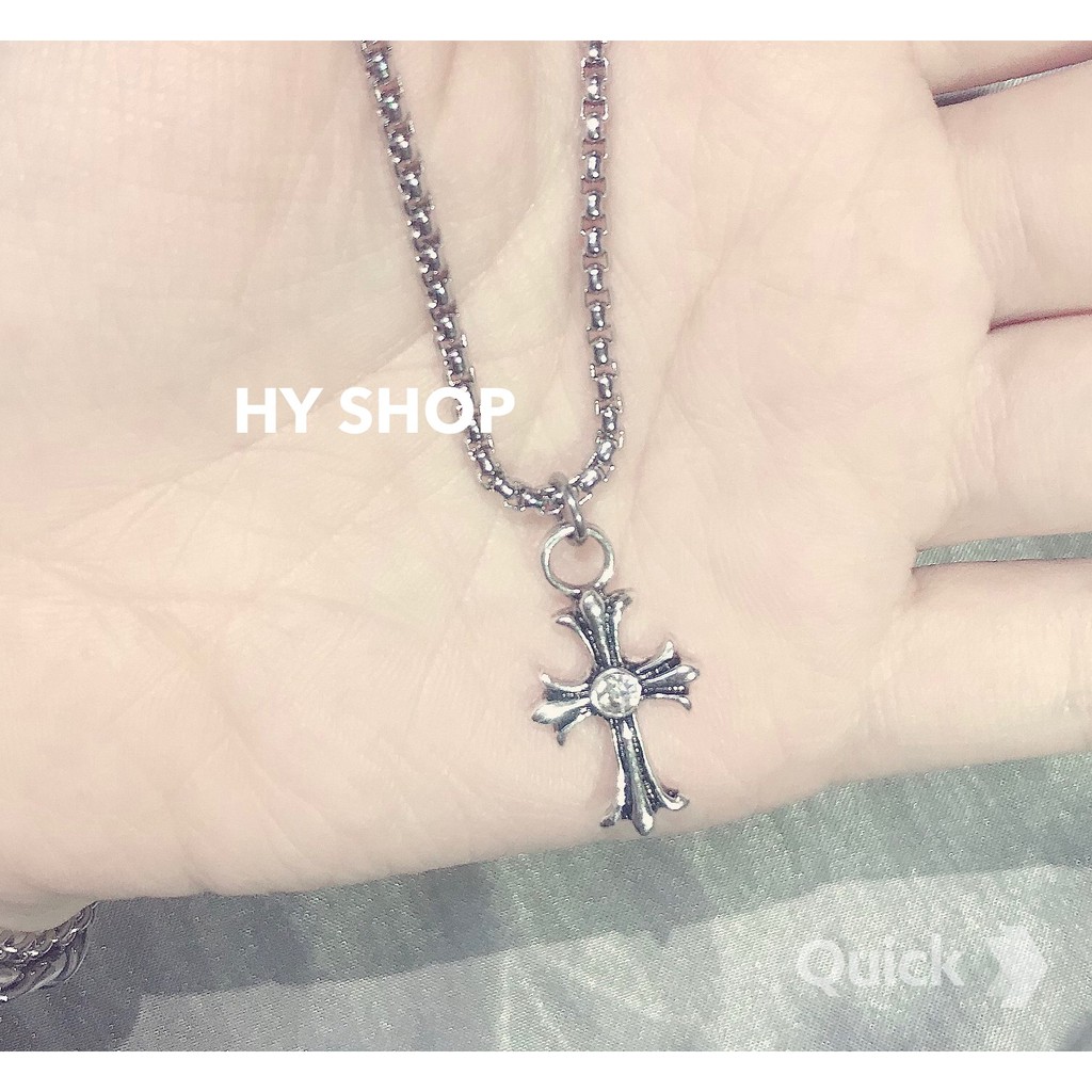 Dây chuyền titan thánh giá đính kim không gỉ nam nữ cá tính unisex bts
