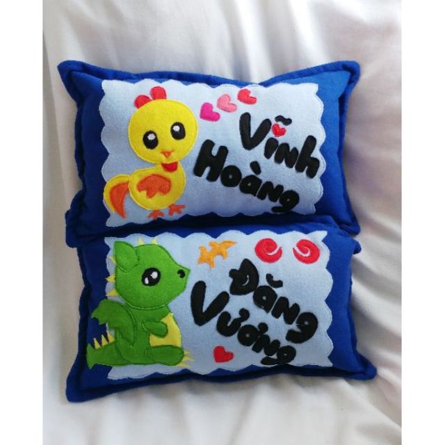 Bộ 2 gối nằm handmade rồng và gà con