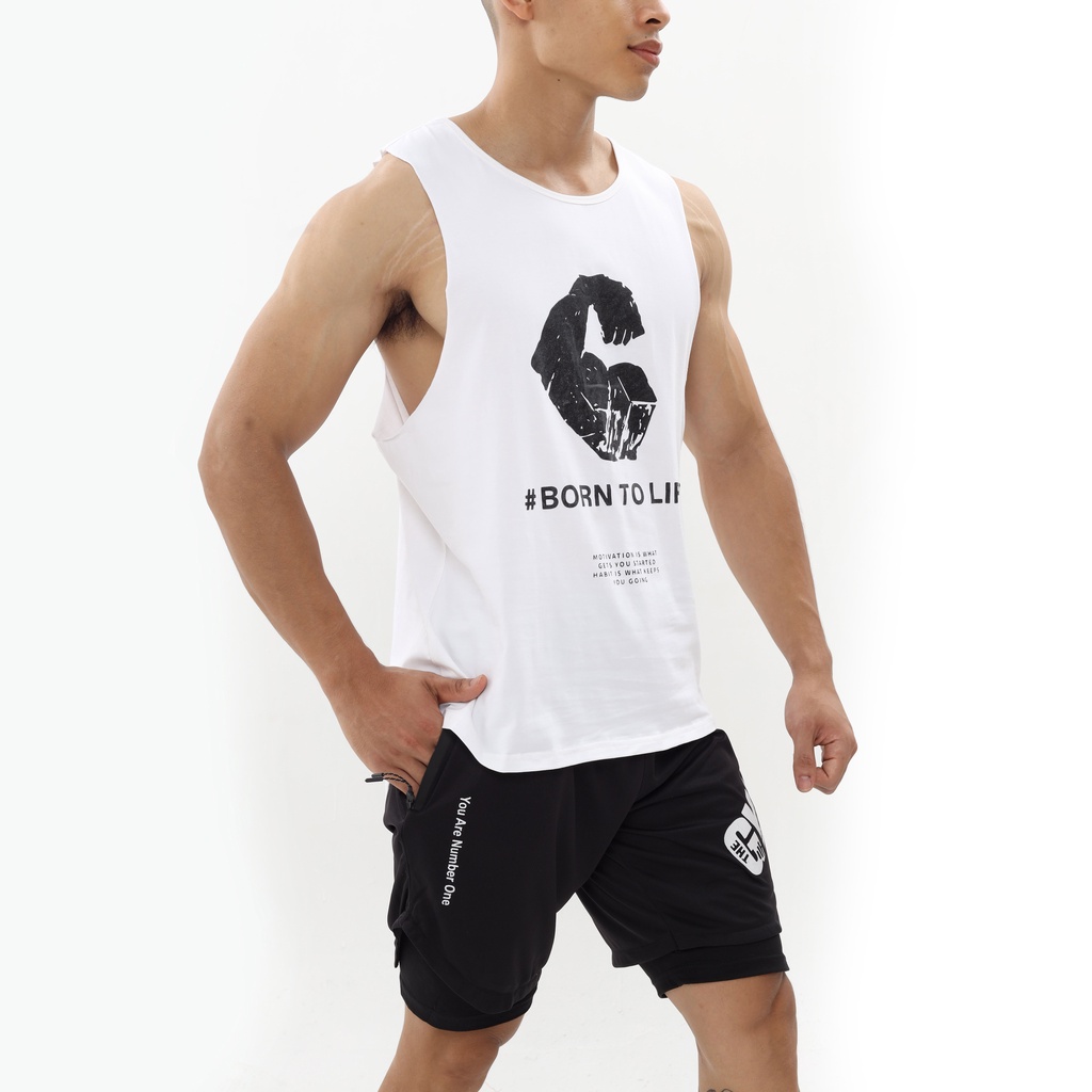 Áo Tập Gym Nam Tanktop Born To Lift Chất Cotton Cao Cấp Thấm Hút Mồ Hôi,Áo Gym Nam Cực Chất