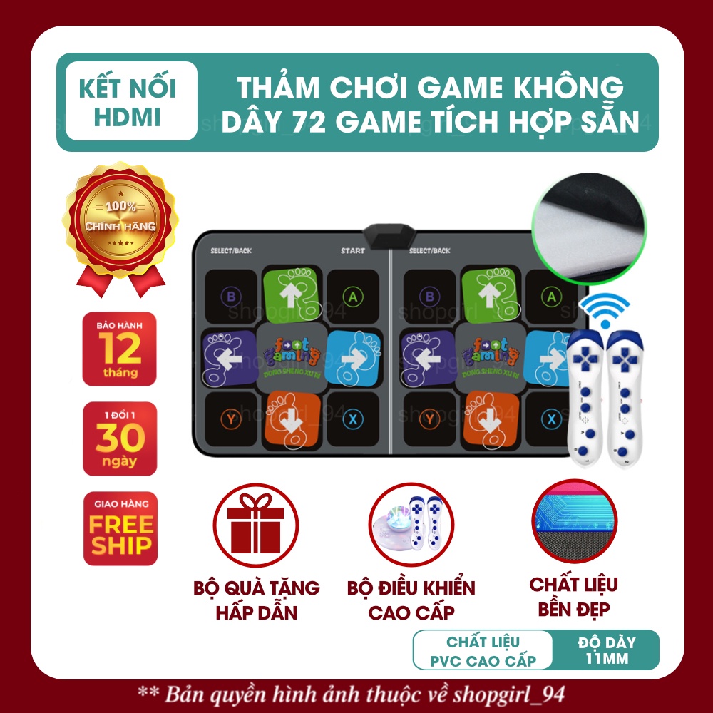 Thảm nhảy Audition, thảm chơi game kết nối tivi cao cấp, kết nối HDMI không dây, chất liệu PVC dày 11mm