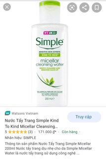 Nước Tẩy Trang Simple Micellar 200ml
