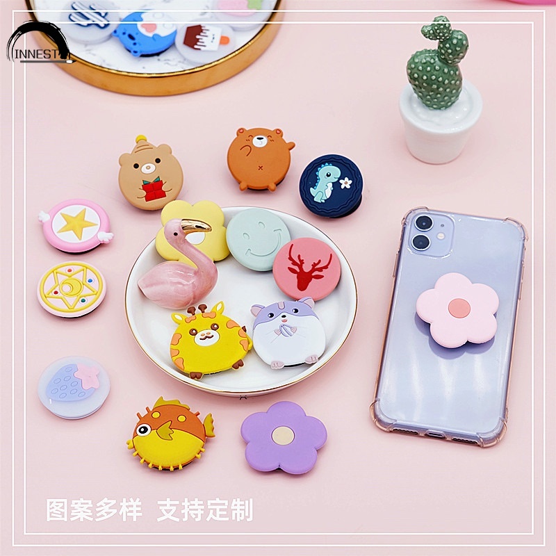 Silicone Nhẫn Đỡ Điện Thoại Bằng Silicon Họa Tiết Hoạt Hình 3d Dễ Thương Đứng