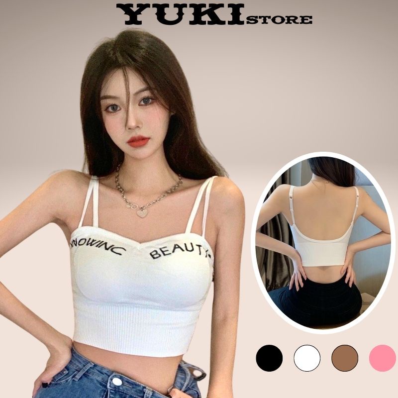 Áo Bra 2 Dây Kép Có Mút Ngực Phối Chữ Knowing Beauty Siêu Xinh YUKI STORE 8960