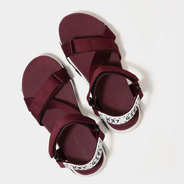 Giày Sandal Shondo Girly đế trắng phối đen quai tím nho GIM0064