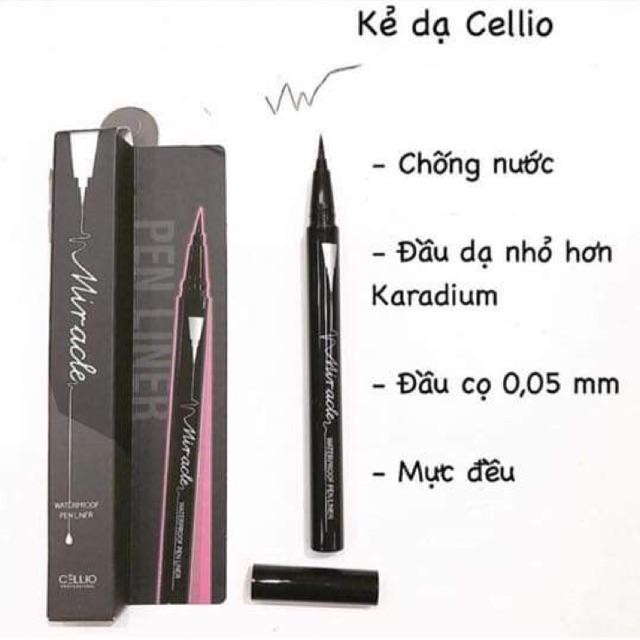 Dạ kẻ mắt không trôi, không lem Cellio Miracle Waterproof