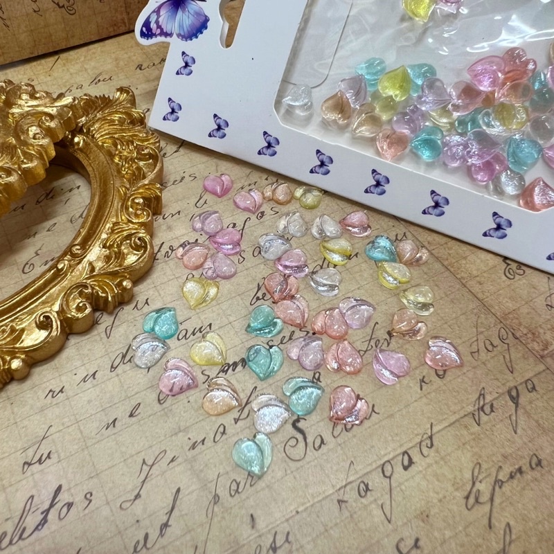 Charm tim đào mix màu trang trí móng siêu hot