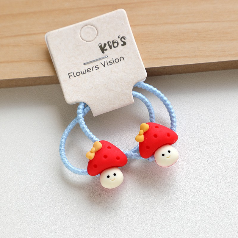 Set 2 Dây Cột Tóc Co Giãn Hình Cây Nấm / Bông Hoa Dễ Thương Cho Bé Gái