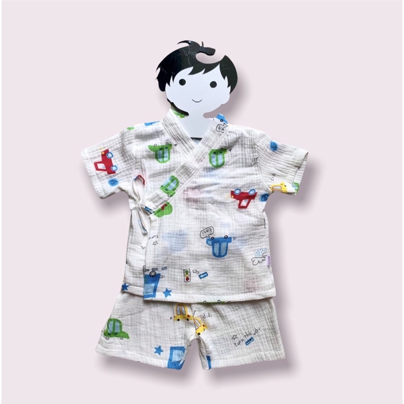 Bộ yukata ngắn tay cho bé chất xô nhăn mềm mịn