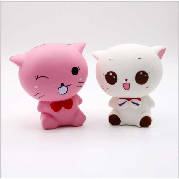 Squishy Mèo Nơ Hồng, Trắng
